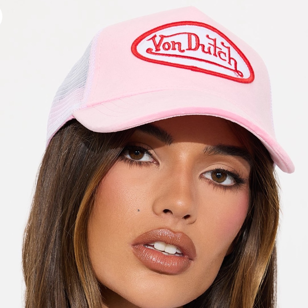 Von Dutch Pink and White Trucker Hat